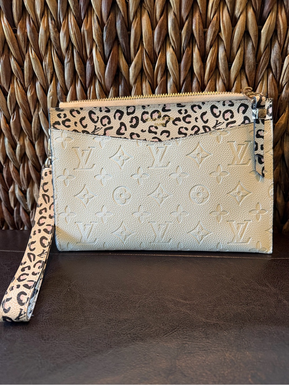 Leopard & Monogram Clutch Wristlet - Ivory & Black ~ Lot of 2 - Picture 3 of 8
